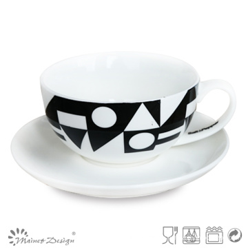 8oz Porzellan Tasse und Untertasse schwarz Decal Design